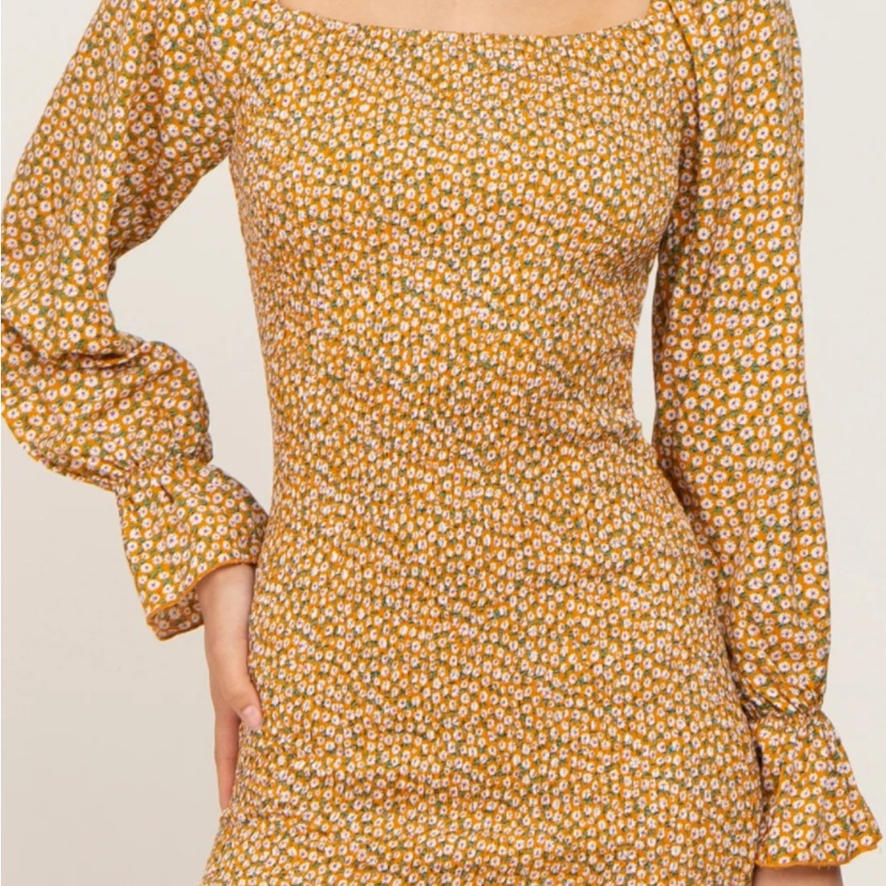 Pinkblush Mustard Floral Long Sleeve Dress